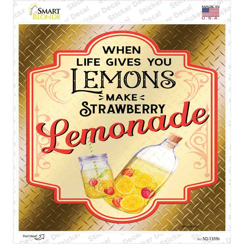 SQ-1359s-M Make Strawberry Lemonade Gold Novelty Square Sticker Decal - Medium