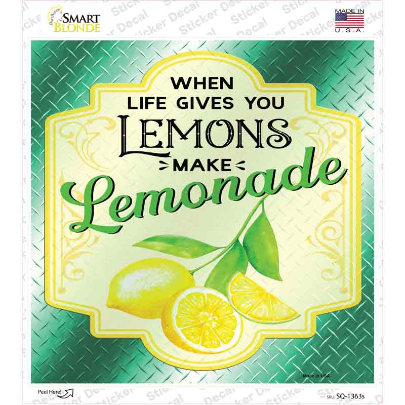 SQ-1363s-M Make Lemonade Aqua Novelty Square Sticker Decal - Medium