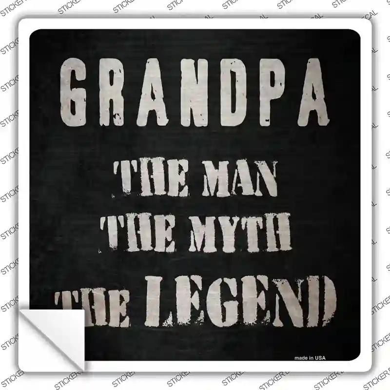 SQ-364s-S Grandpa the Legend Novelty Square Sticker Decal - Small