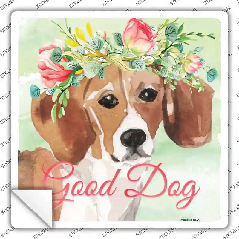 SQ-371s-S Beagle Good Dog Novelty Square Sticker Decal - Small