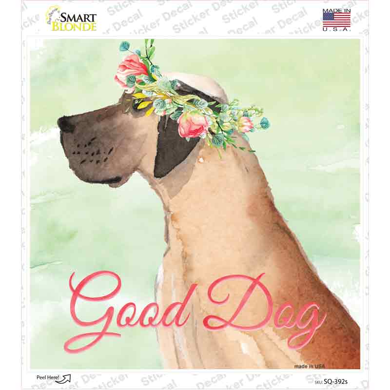 SQ-392s-M Great Dane Good Dog Novelty Square Sticker Decal - Medium