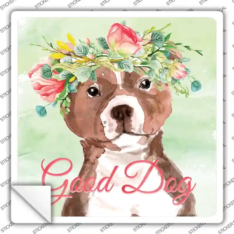 SQ-401s-S Bull Terrier Good Dog Novelty Square Sticker Decal - Small
