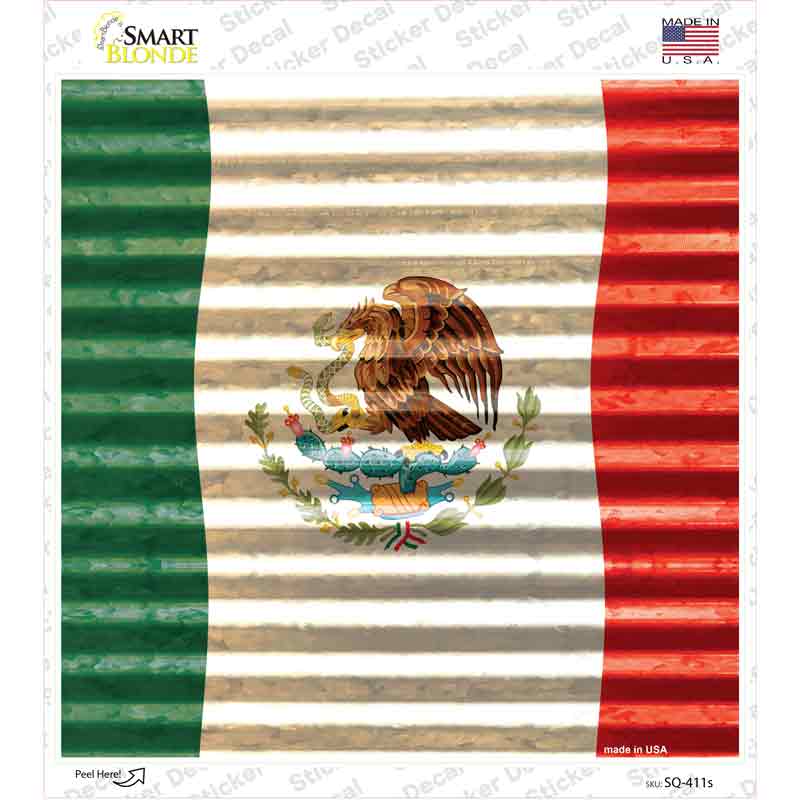 SQ-411s-M Mexico Flag Novelty Square Sticker Decal - Medium