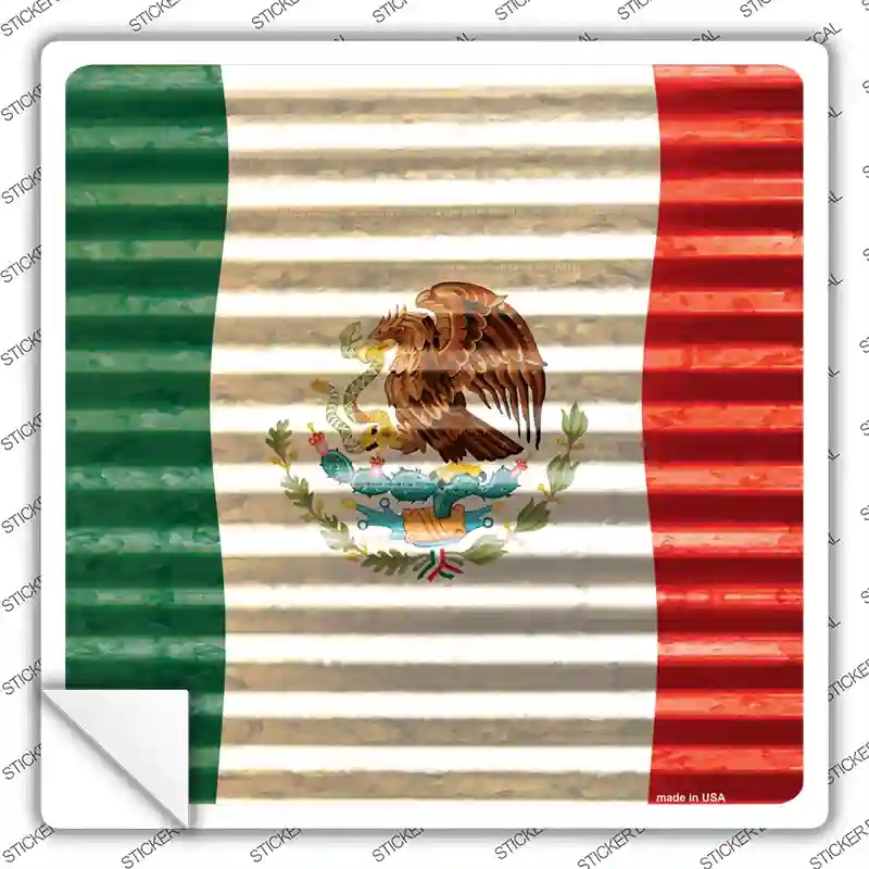 SQ-411s-S Mexico Flag Novelty Square Sticker Decal - Small