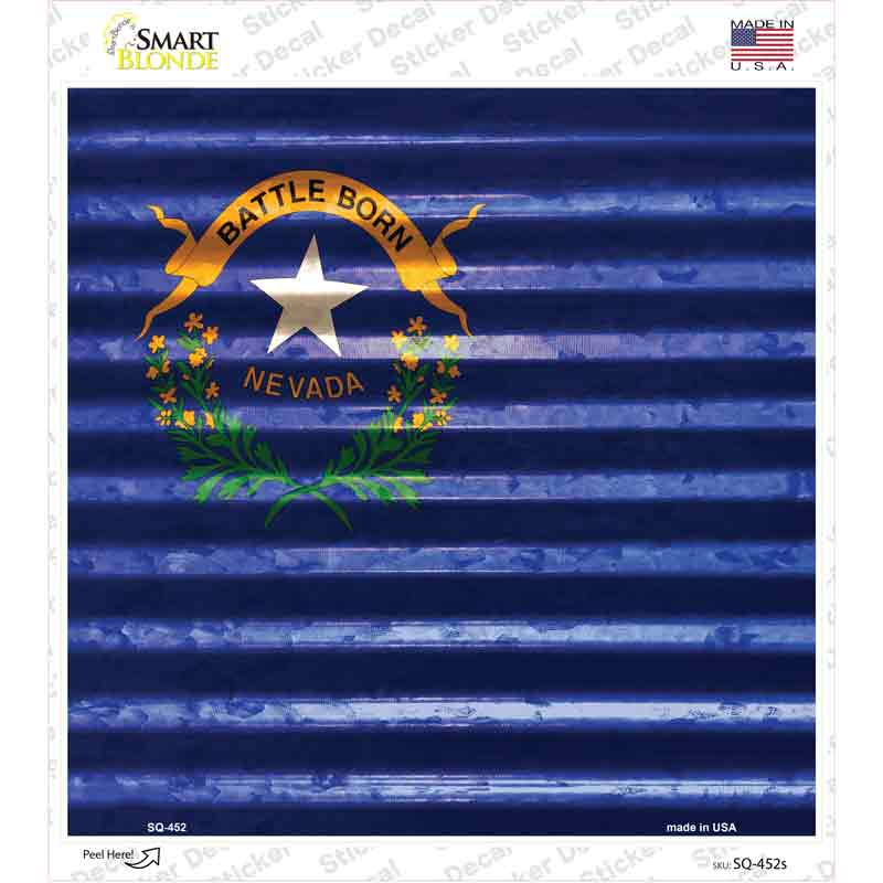 SQ-452s-M Nevada Flag Corrugated Effect Novelty Square Sticker Decal - Medium