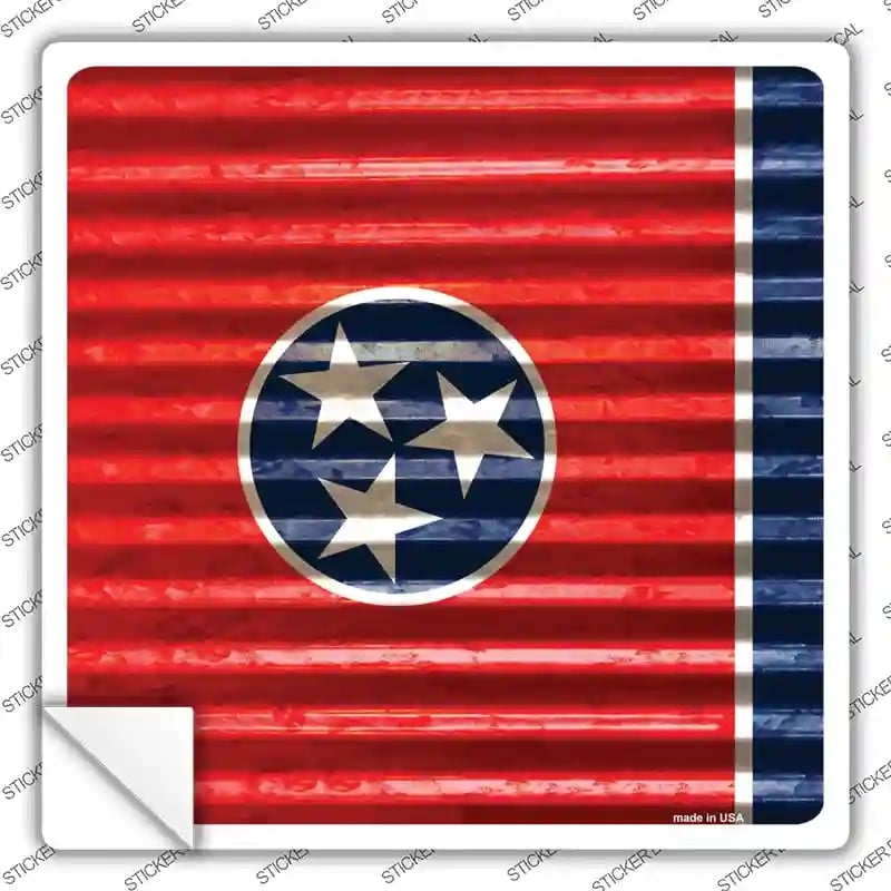 SQ-466s-S Tennessee Flag Corrugated Effect Novelty Square Sticker Decal - Small