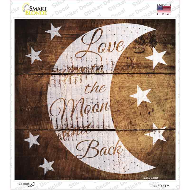 SQ-517s-M Moon & Back Painted Stencil Novelty Square Sticker Decal - Medium