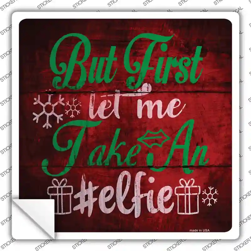 SQ-536s-S Take An Elfie Novelty Square Sticker Decal - Small