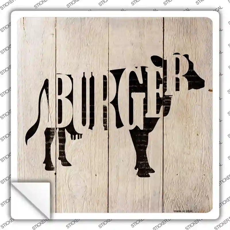 SQ-606s-S Cows Make Burgers Novelty Square Sticker Decal - Small