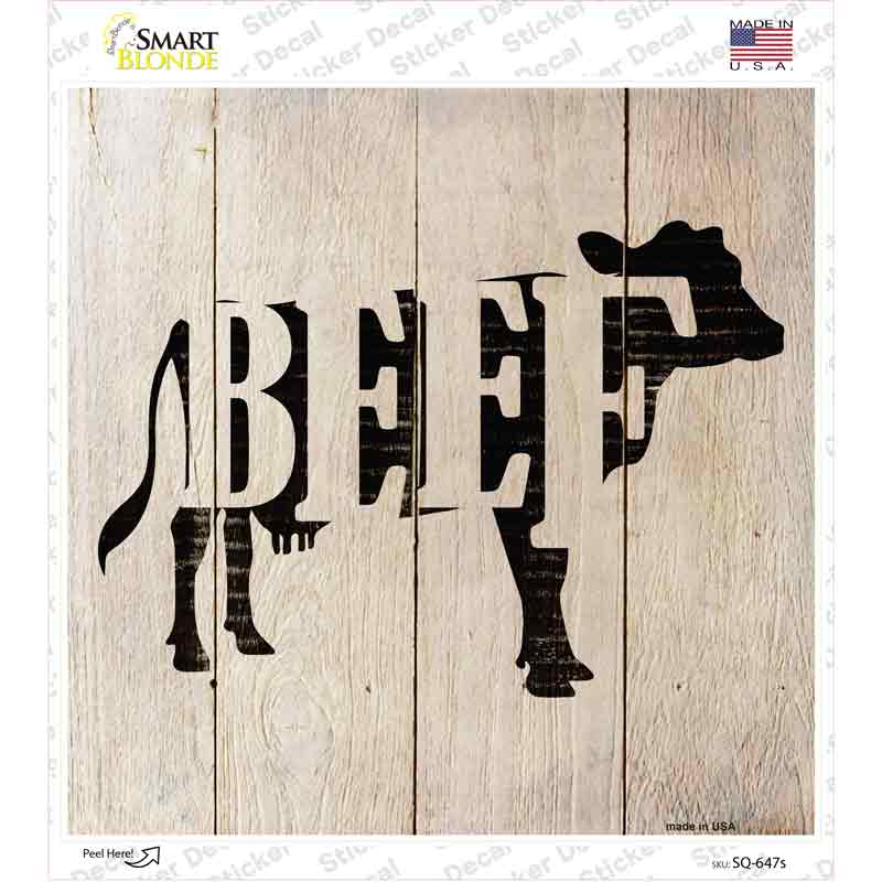 SQ-647s-M Cows Make Beef Novelty Square Sticker Decal - Medium