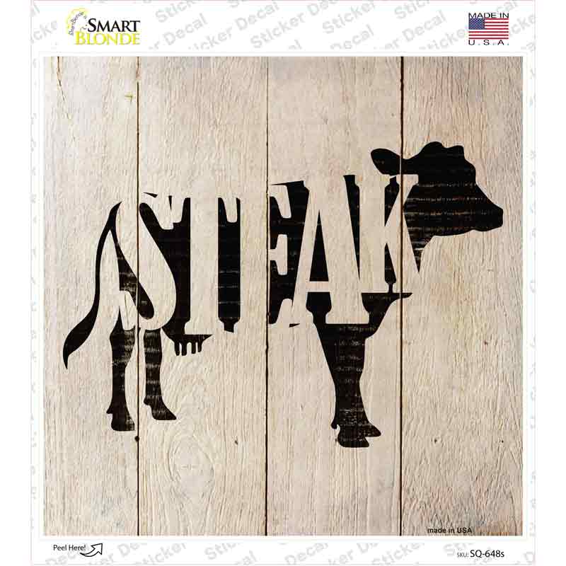 SQ-648s-M Cows Make Steak Novelty Square Sticker Decal - Medium