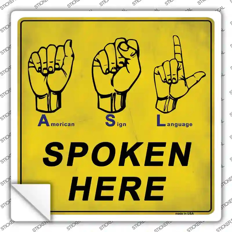 SQ-914s-S American Sign Language Novelty Square Sticker Decal - Small