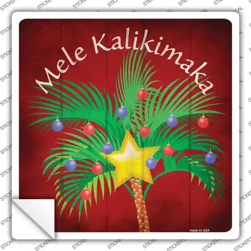 SQ-922s-XL Mele Kalikimaka Novelty Square Sticker Decal - Extra Large