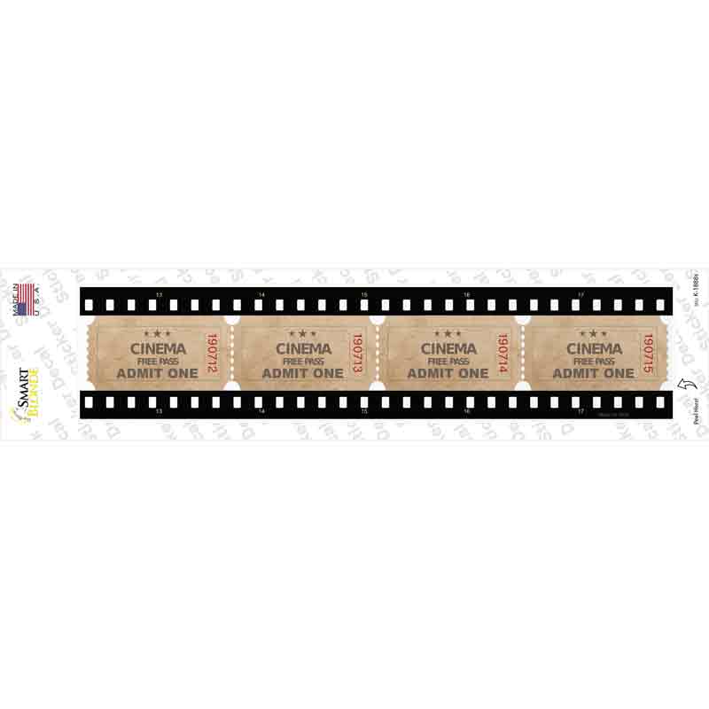 K-1888s-M Cinema Ticket Admit One Novelty Narrow Sticker Decal - Medium
