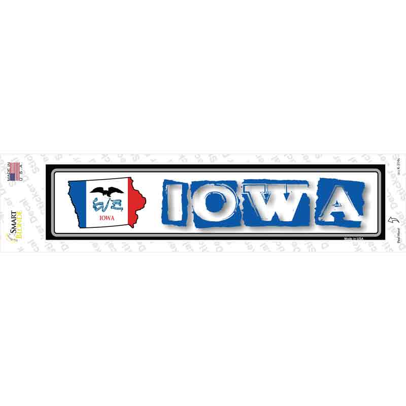K-314s-M Iowa Outline Novelty Narrow Sticker Decal - Medium
