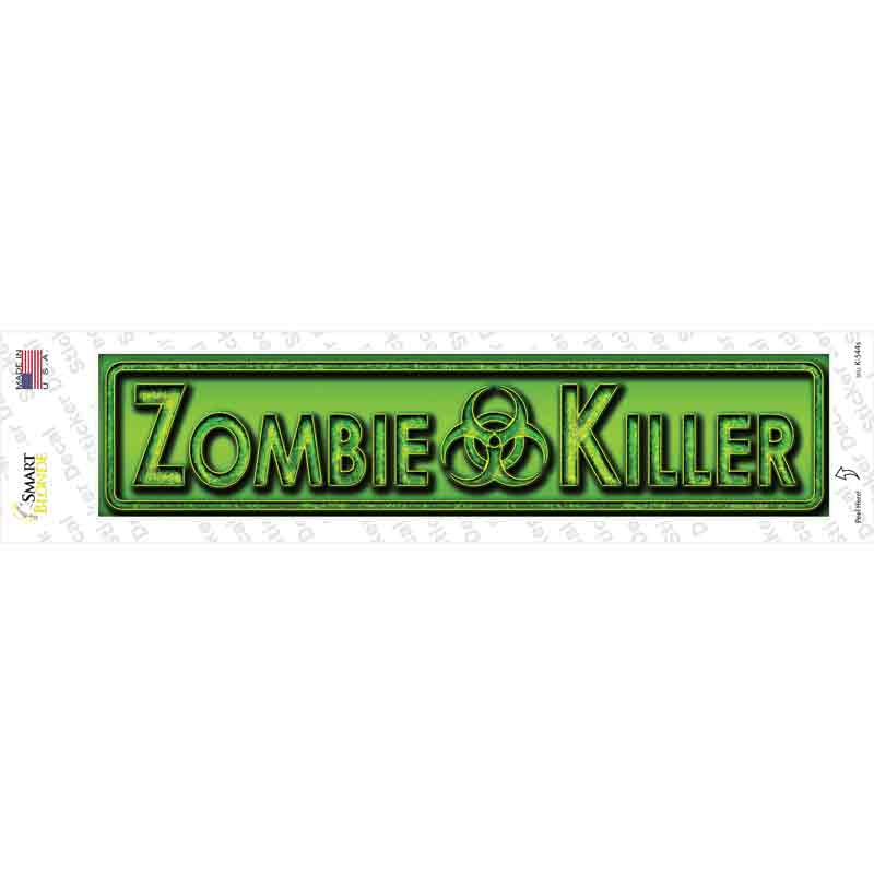 K-544s-M Zombie Killer Green Novelty Narrow Sticker Decal - Medium