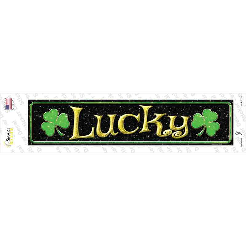 K-721s-M Lucky with Clovers Novelty Narrow Sticker Decal - Medium