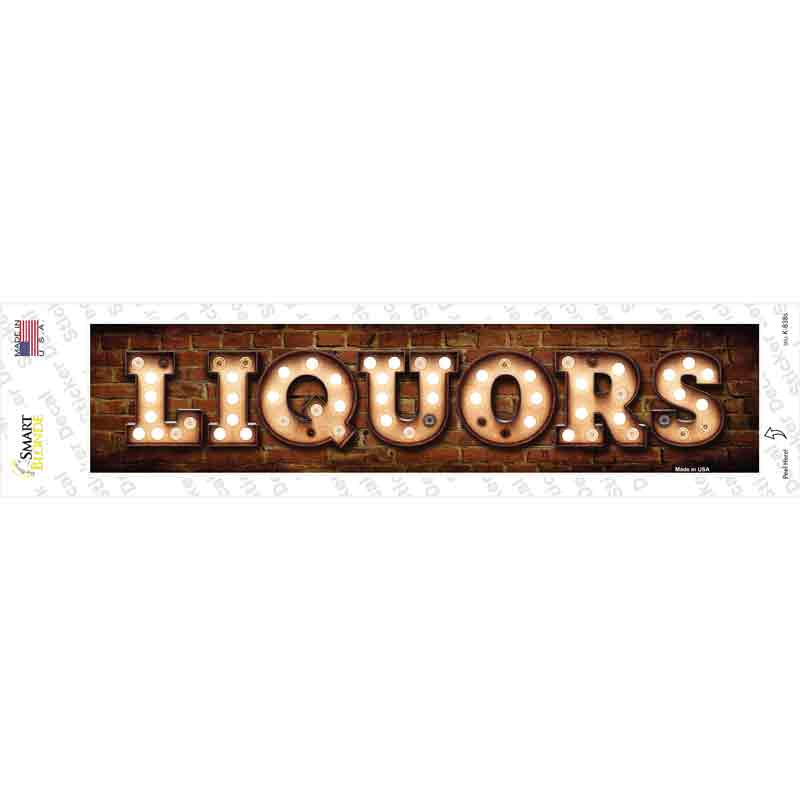 K-838s-M Liquors Bulb Lettering Novelty Narrow Sticker Decal - Medium