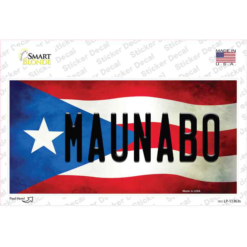 LP-11363s-M Maunabo Puerto Rico Flag Novelty Sticker Decal - Medium