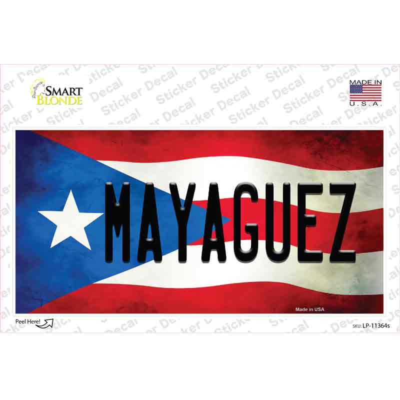 LP-11364s-M Mayaguez Puerto Rico Flag Novelty Sticker Decal - Medium