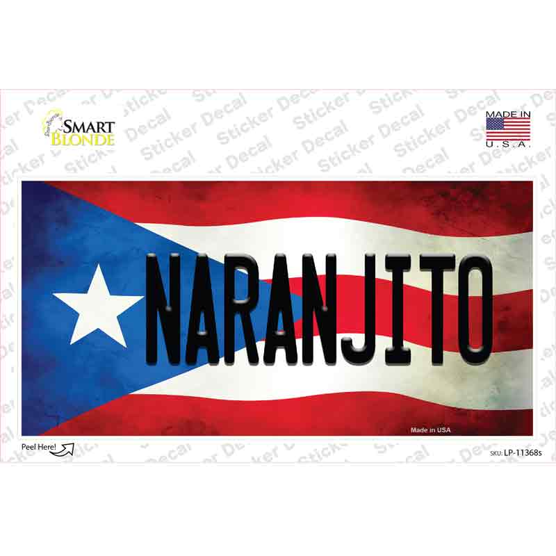 LP-11368s-M Naranjito Puerto Rico Flag Novelty Sticker Decal - Medium
