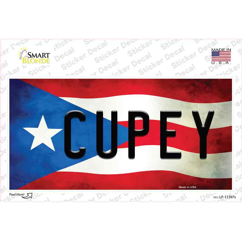 LP-11397s-M Cupey Puerto Rico Flag Novelty Sticker Decal - Medium