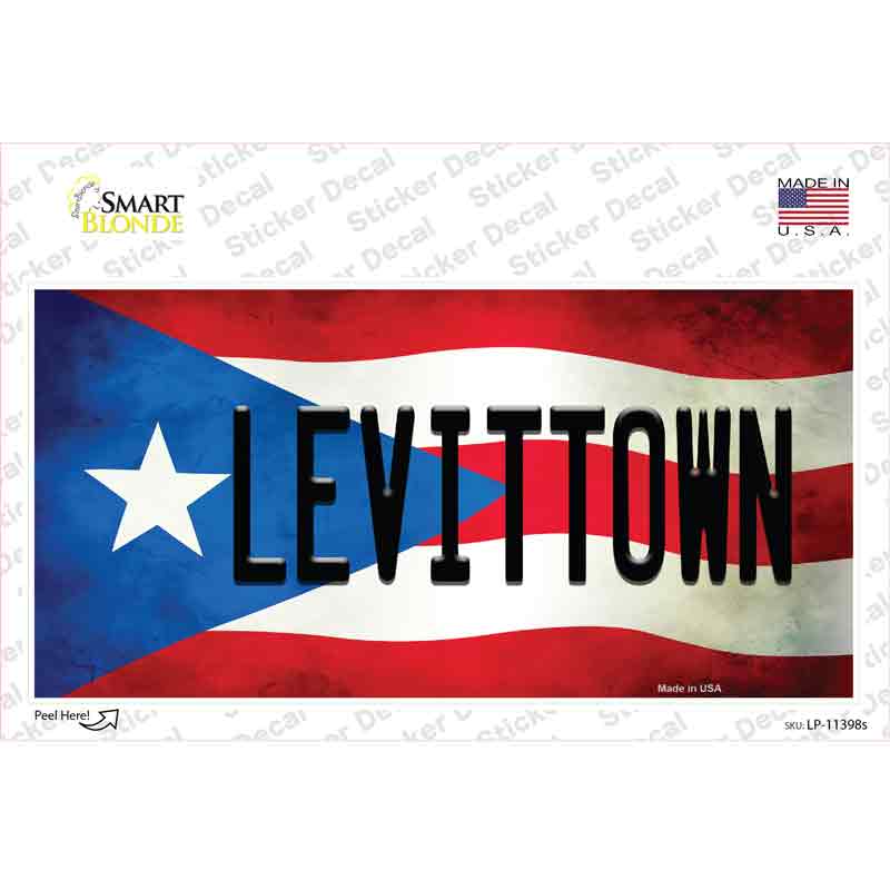 LP-11398s-M Levittown Puerto Rico Flag Novelty Sticker Decal - Medium