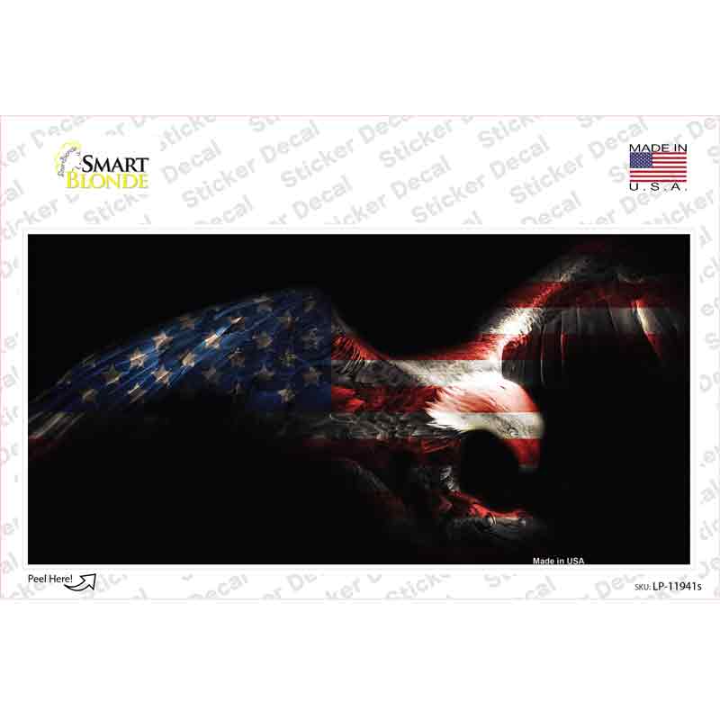 LP-11941s-M Eagle American Flag Novelty Sticker Decal - Medium