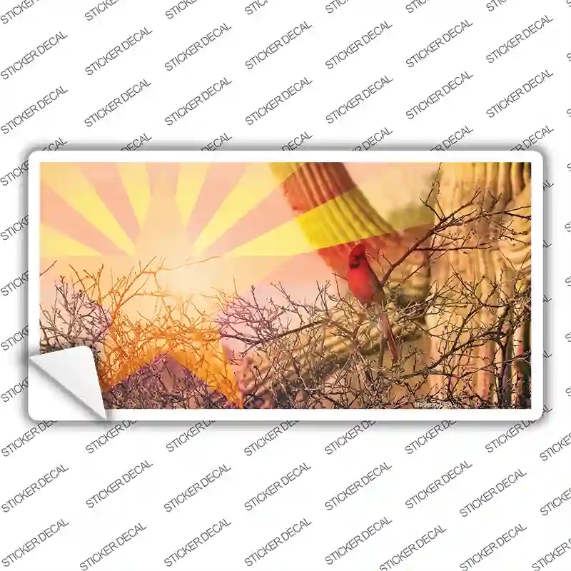 LP-11436s-S Arizona State Flag Overlay on Cardinal Novelty Sticker Decal - Small