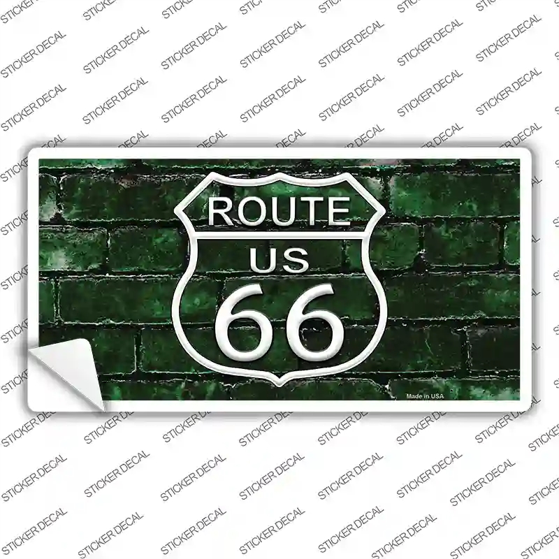 LP-11457s-S Route 66 Green Brick Wall Novelty Sticker Decal - Small