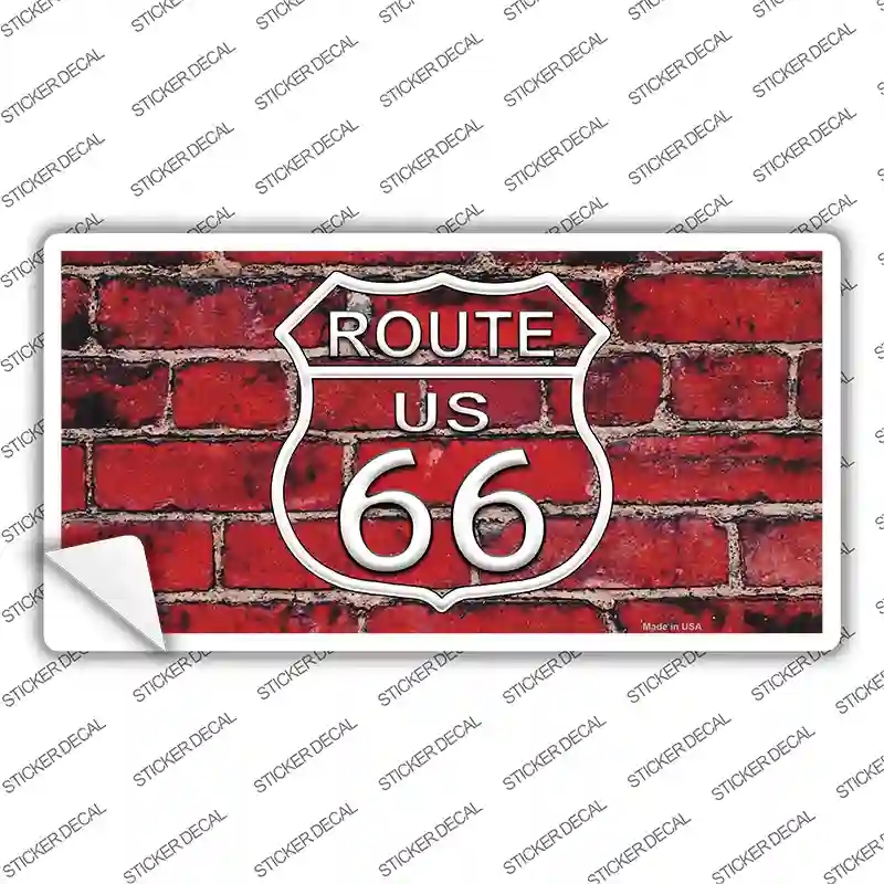 LP-11458s-S Route 66 Red Brick Wall Novelty Sticker Decal - Small