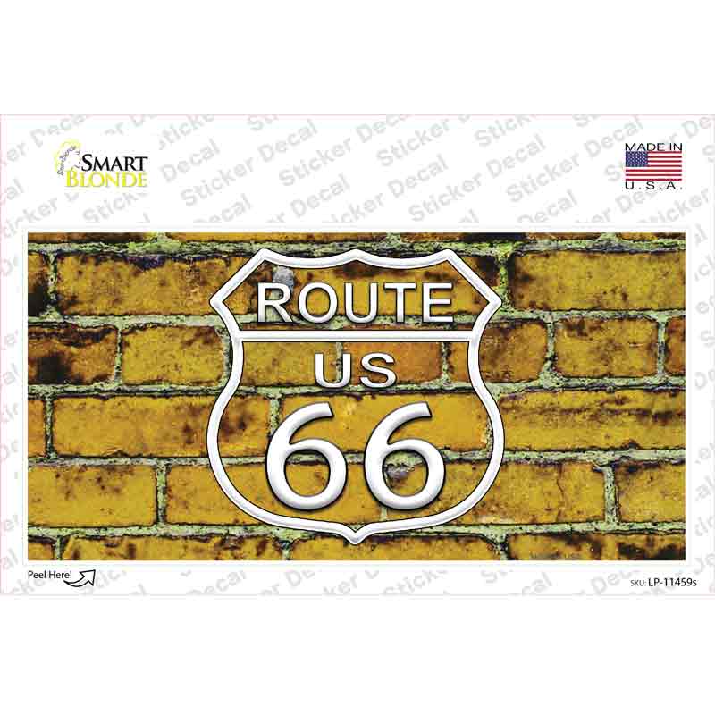 LP-11459s-M Route 66 Yellow Brick Wall Novelty Sticker Decal - Medium