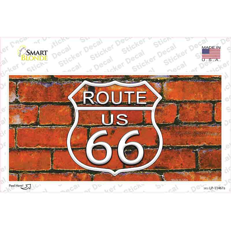 LP-11461s-M Route 66 Orange Brick Wall Novelty Sticker Decal - Medium