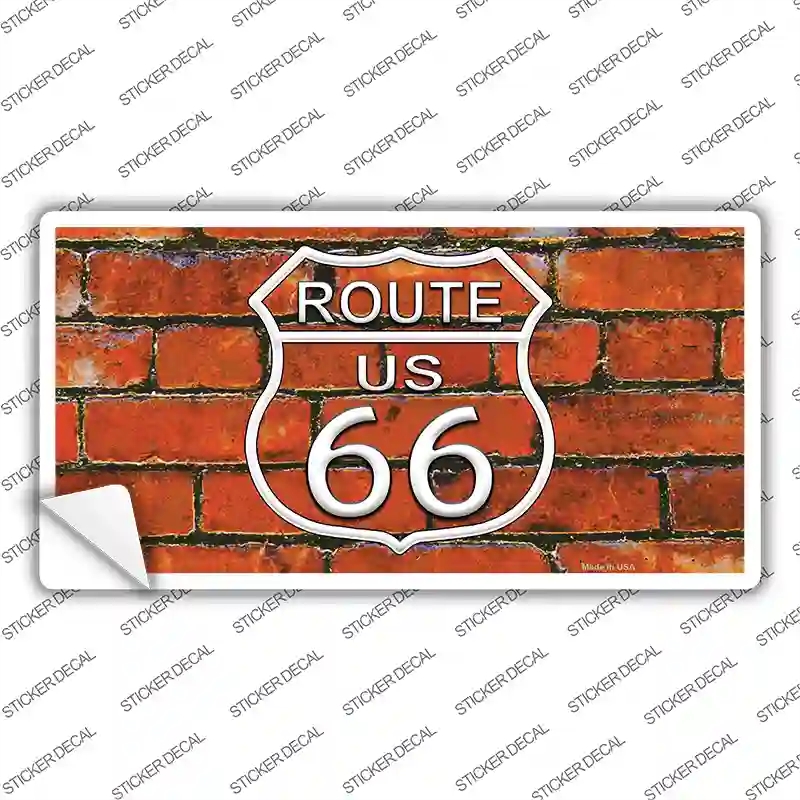 LP-11461s-S Route 66 Orange Brick Wall Novelty Sticker Decal - Small