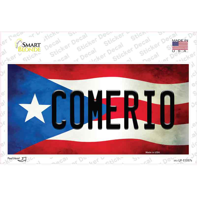 LP-11337s-M Comerio Puerto Rico Flag Novelty Sticker Decal - Medium