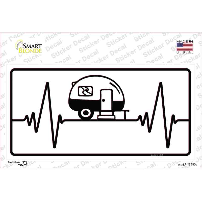LP-13980s-M Camping Heart Beat Novelty Sticker Decal - Medium