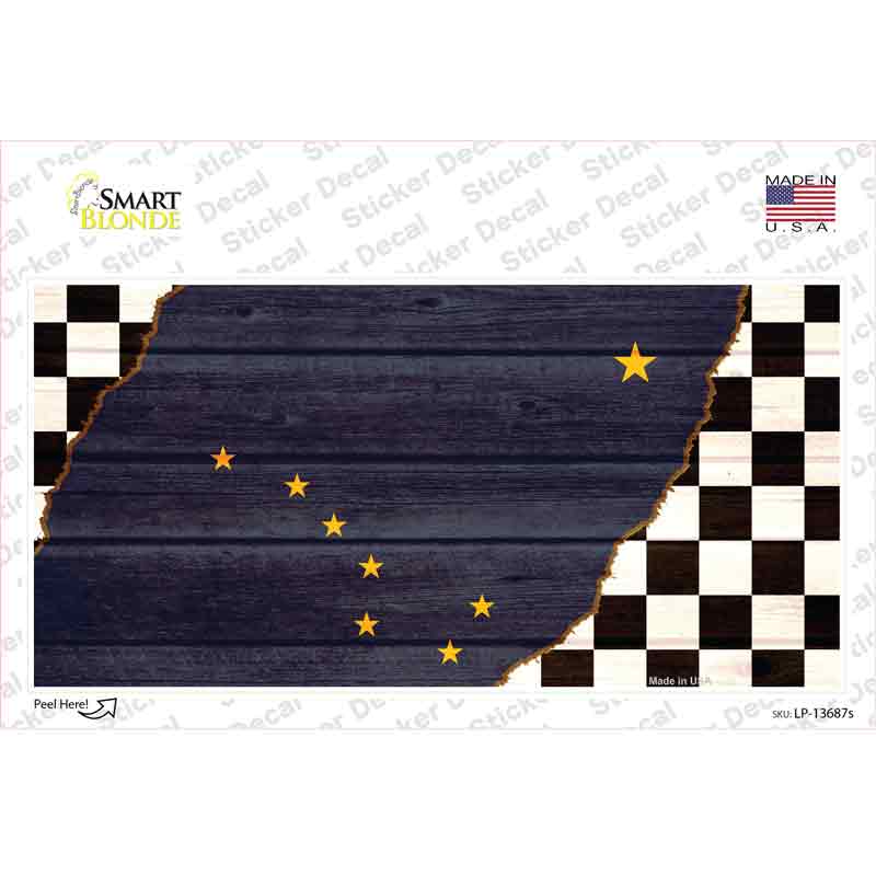 LP-13687s-M Alaska Racing Flag Novelty Sticker Decal - Medium