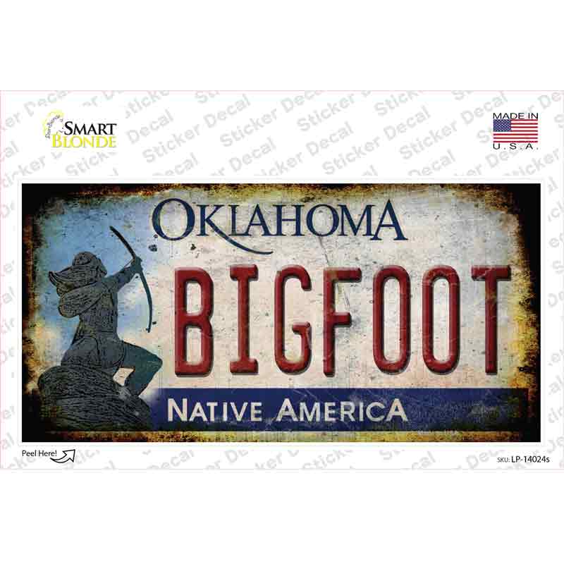 LP-14024s-M Bigfoot Oklahoma Novelty Sticker Decal - Medium