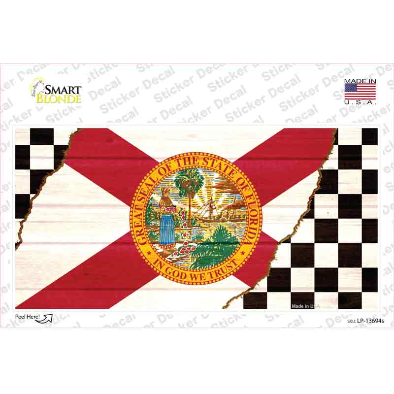 LP-13694s-M Florida Racing Flag Novelty Sticker Decal - Medium