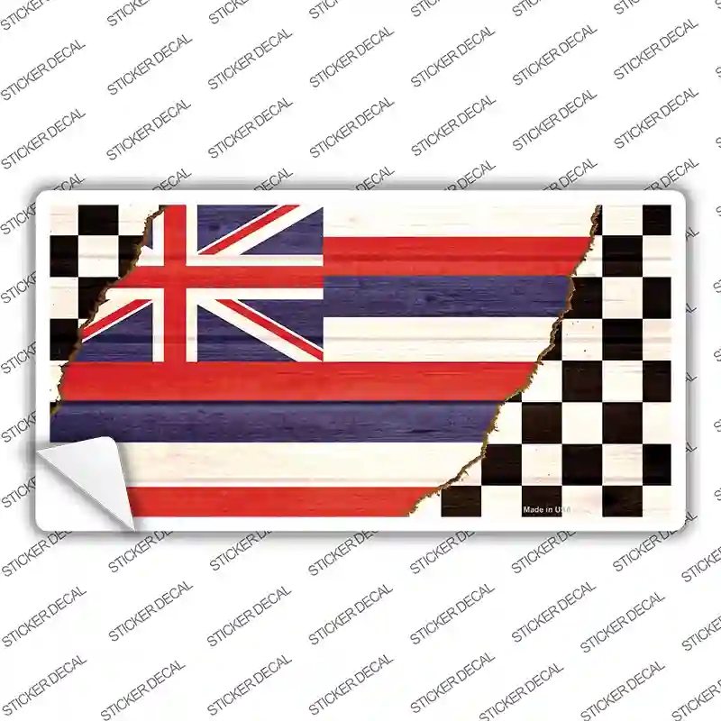 LP-13696s-S Hawaii Racing Flag Novelty Sticker Decal - Small