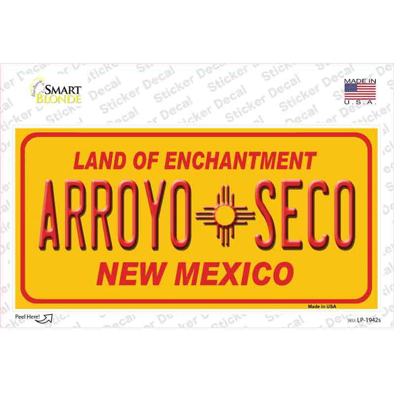 LP-1942s-M Arroyo Seco Yellow   Mexico Novelty Sticker Decal - Medium