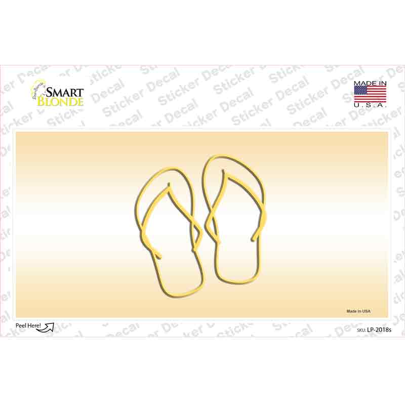 LP-2018s-M Flip Flops Yellow Novelty Sticker Decal - Medium