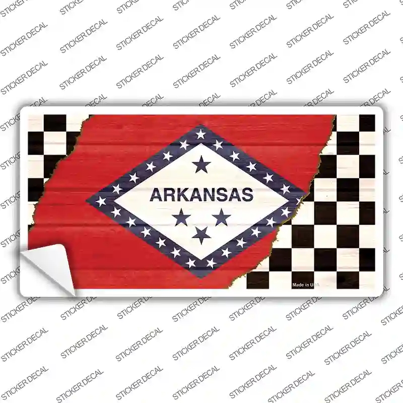 LP-13689s-S Arkansas Racing Flag Novelty Sticker Decal - Small