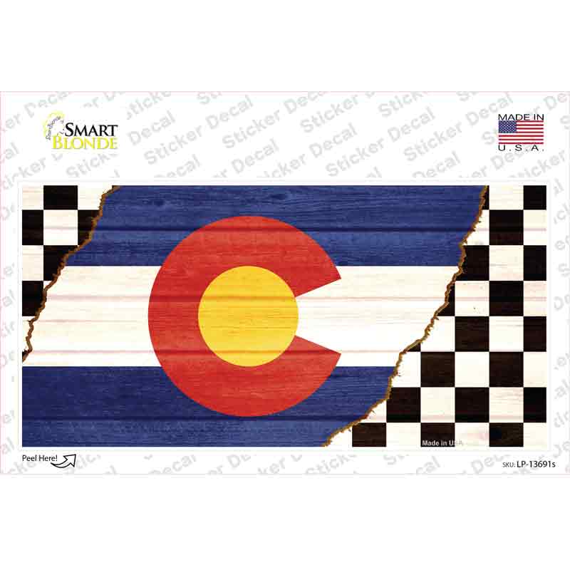 LP-13691s-M Colorado Racing Flag Novelty Sticker Decal - Medium