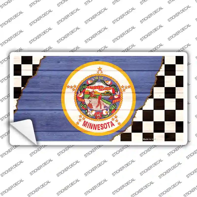 LP-13708s-S Minnesota Racing Flag Novelty Sticker Decal - Small