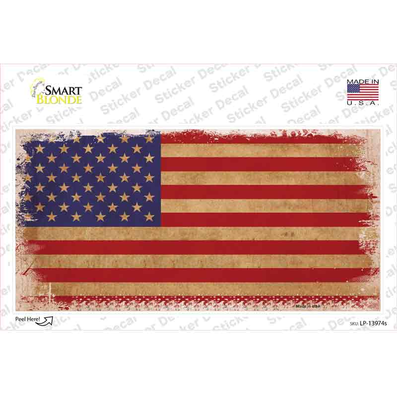 LP-13974s-M Grunge American Flag Novelty Sticker Decal - Medium