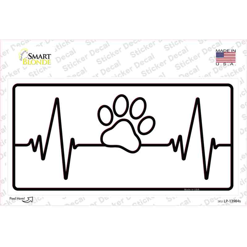 LP-13984s-M Paw Print Heart Beat Novelty Sticker Decal - Medium