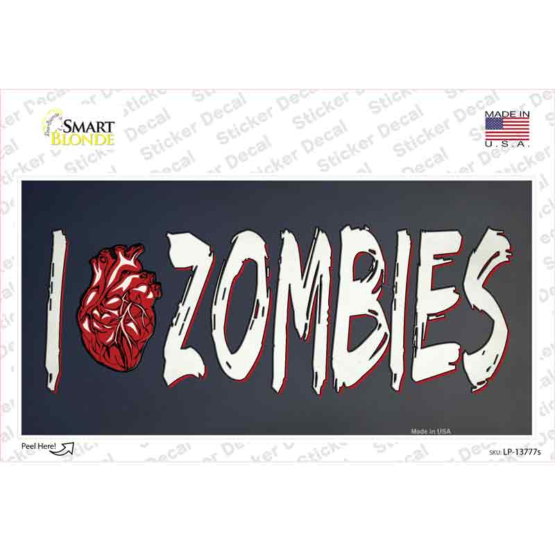 LP-13777s-M I Love Zombies Novelty Sticker Decal - Medium