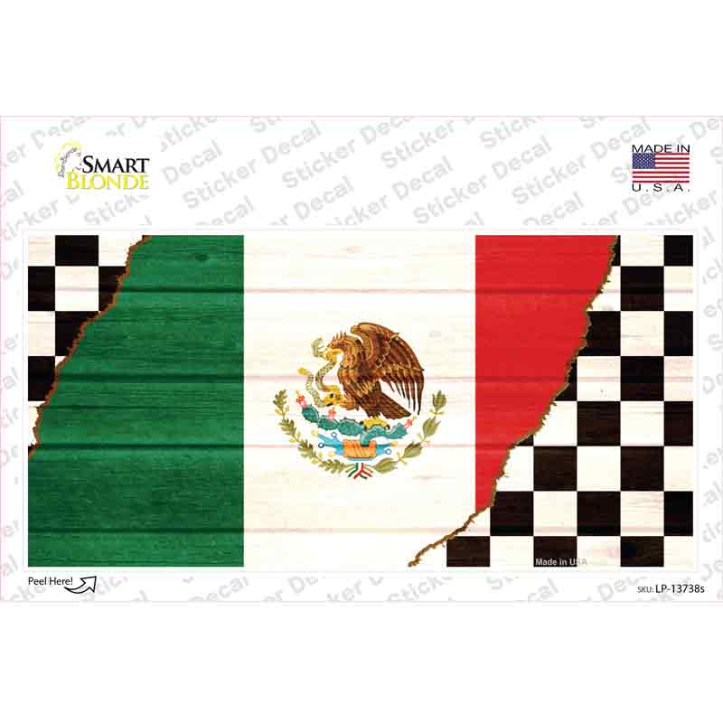 LP-13738s-M Mexico Racing Flag Novelty Sticker Decal - Medium