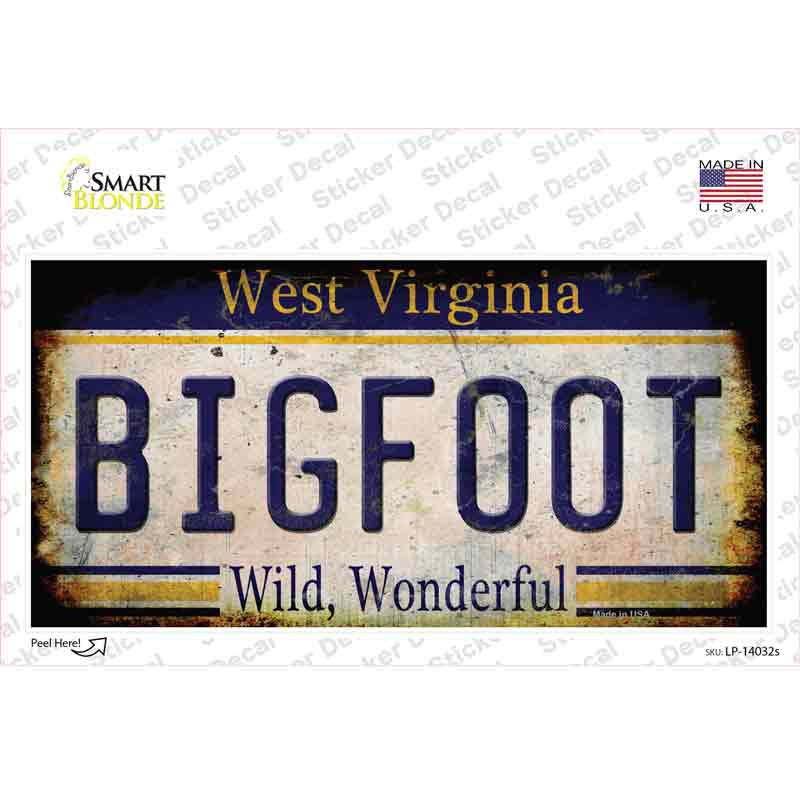 LP-14032s-M Bigfoot West Virginia Novelty Sticker Decal - Medium
